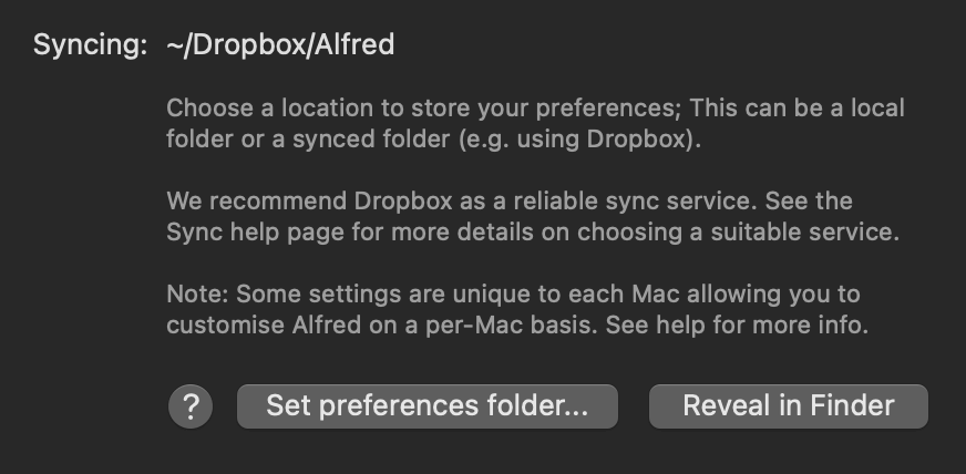 Alfred Sync Preferences