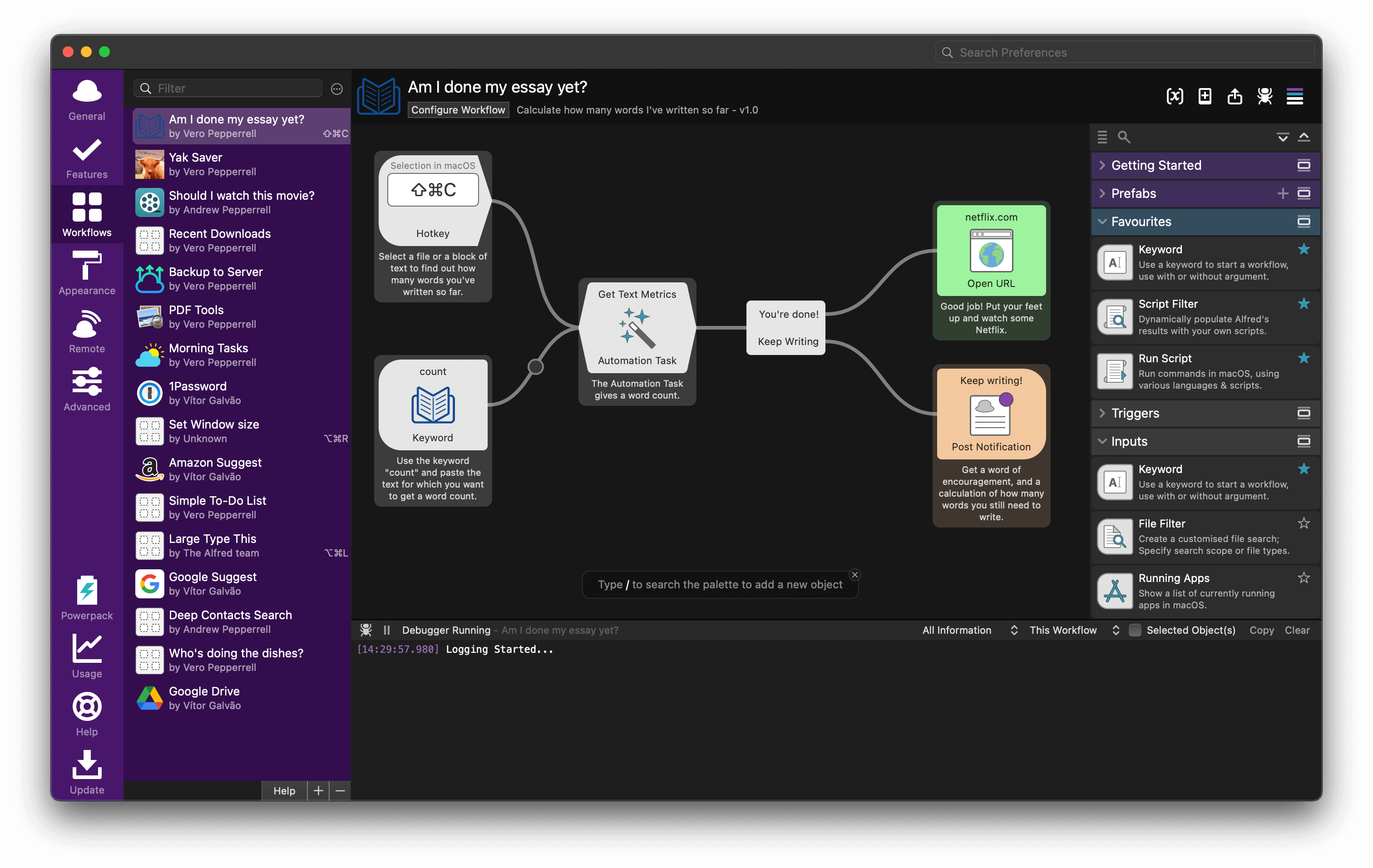 Alfred 5 Workflow Canvas