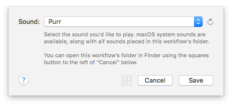 The Play Sound Output configuration