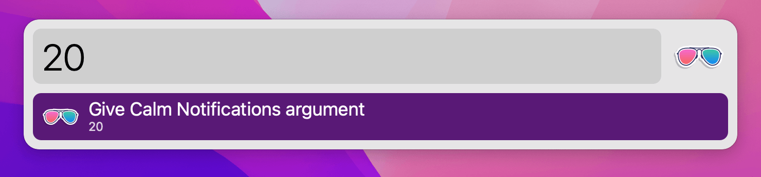 Giving argument to Calm Notifications shortcut