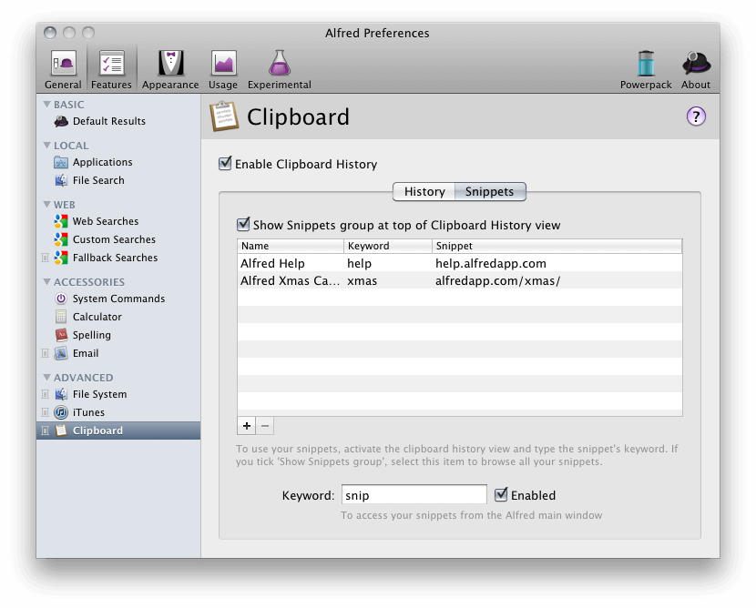 Clipboard Snippets