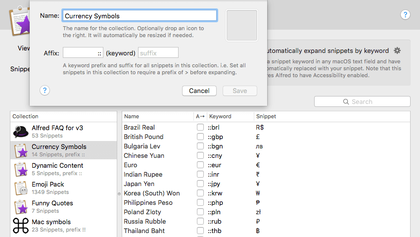 Using Collection-wide prefixes and suffixes