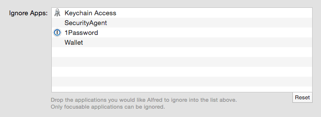 Clipboard ignore list