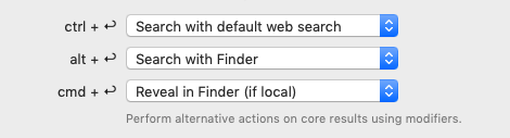 Setting the Action Modifiers in the preferences