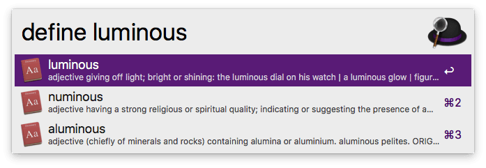 Defining the word "luminous"