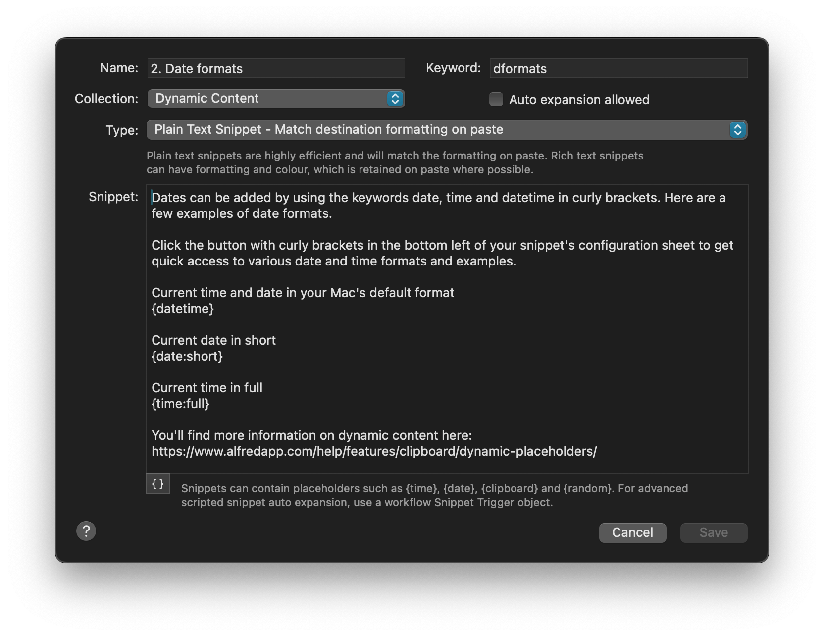 Placeholder Examples