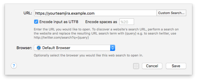 Open URL object with example URL