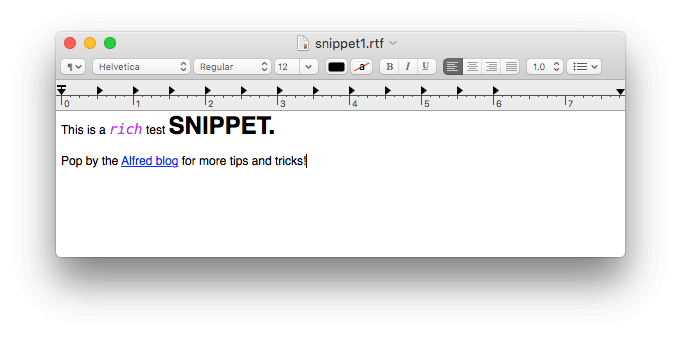 Editing the snippet content in TextEdit