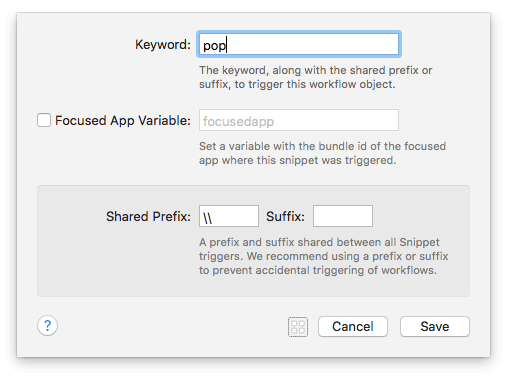 Configuring the Snippet Trigger keyword
