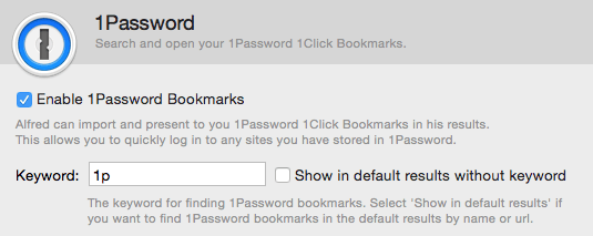 Alfred's 1Password preferences