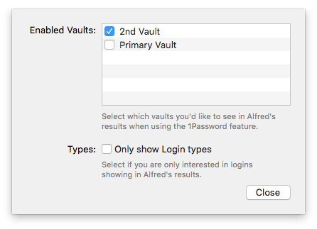 1Password Enabled Vaults