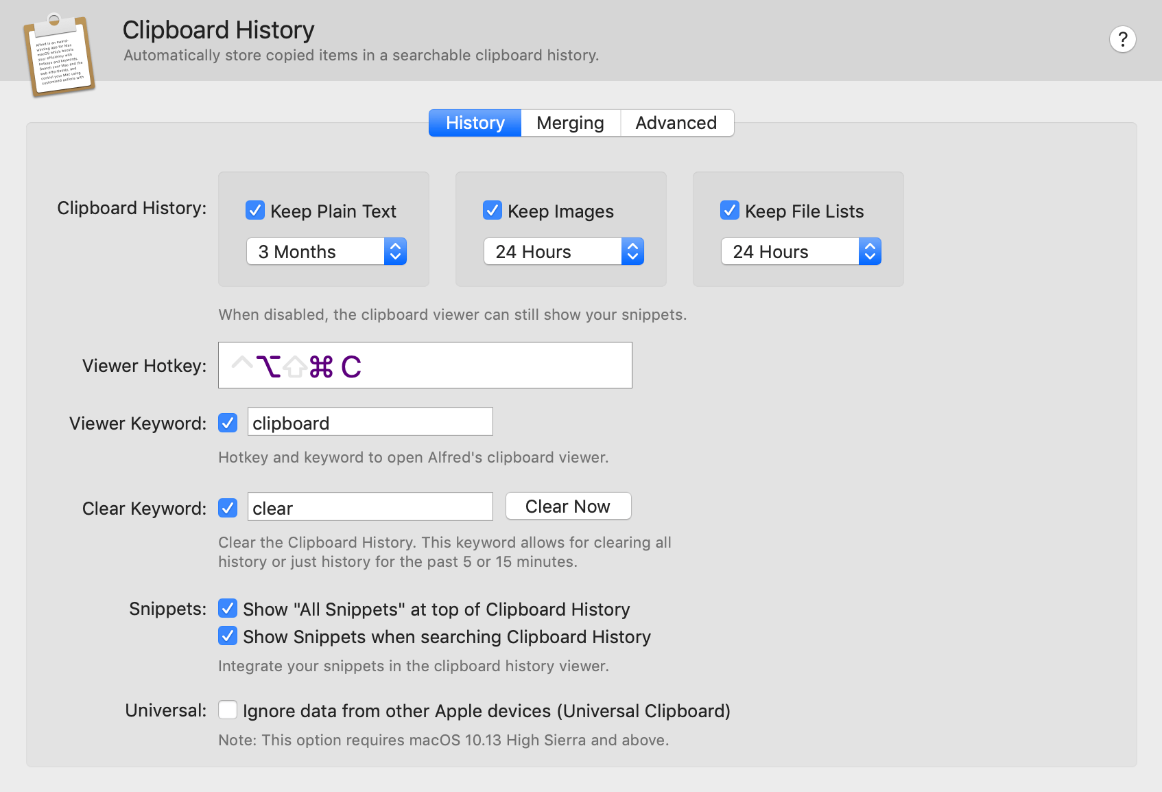 Clipboard Preferences