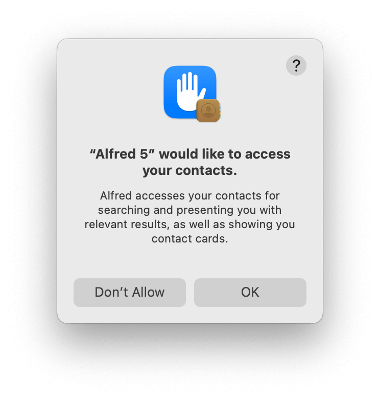 Access to Contacts prefs