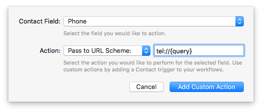Contacts Viewer custom action Custom Actions on contacts