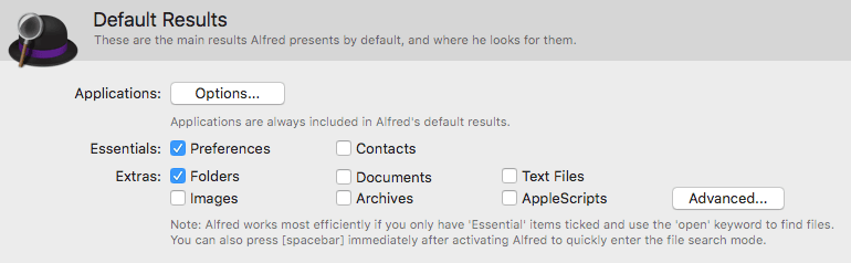 Default Results File Types