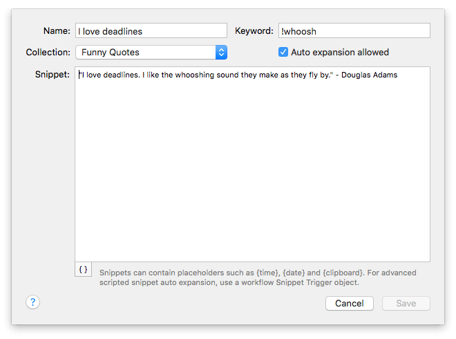 snippets and text expansion alfred help and support help text