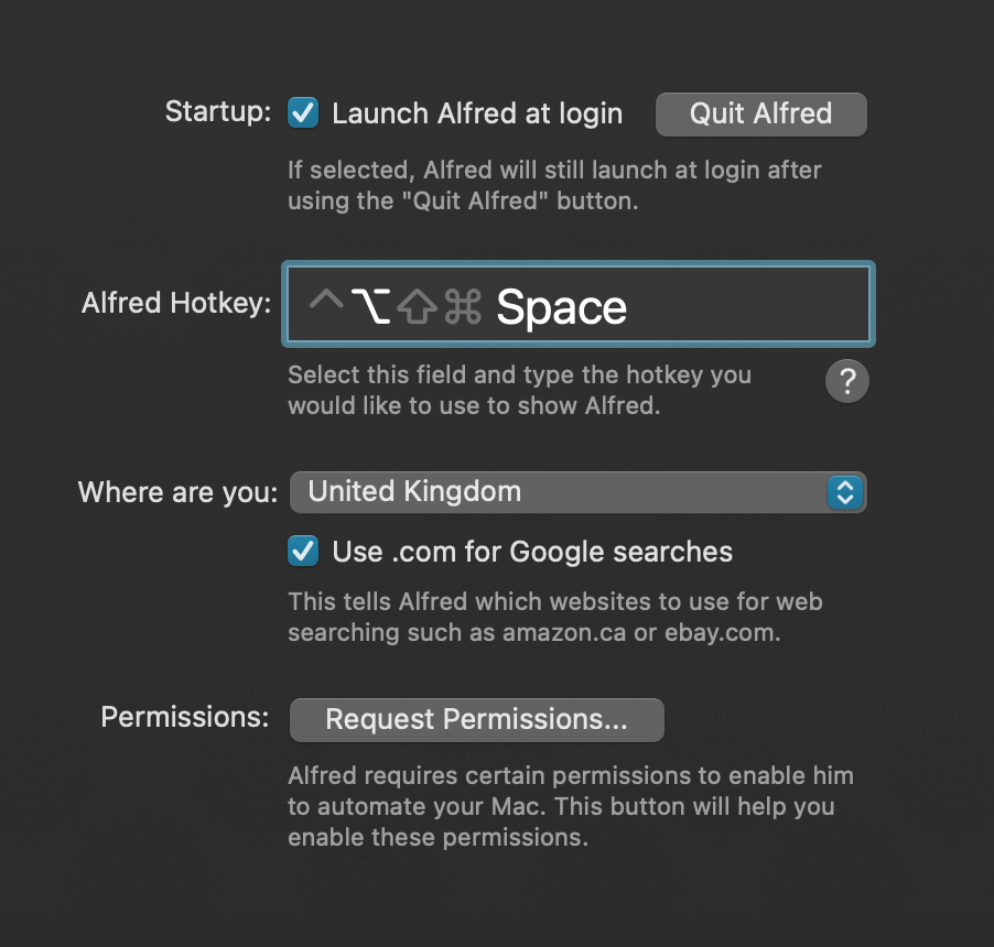 Alfred General preferences