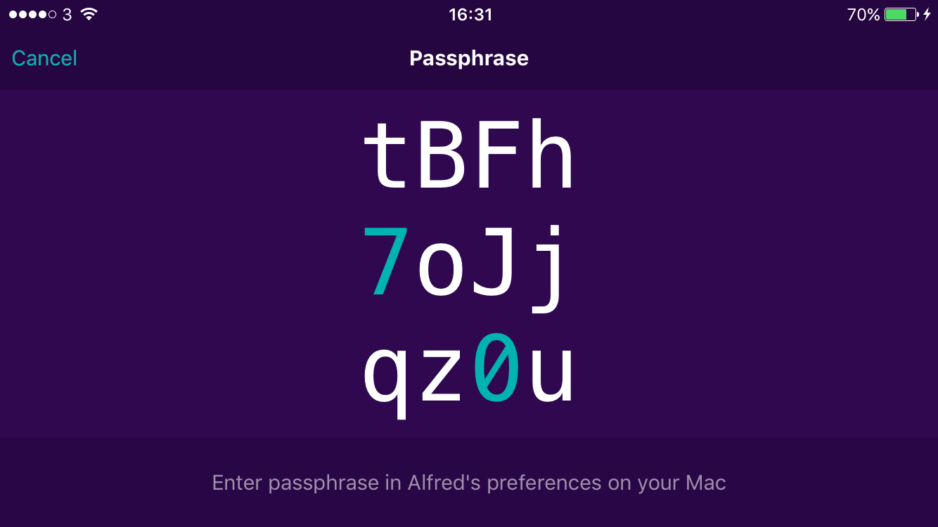 Alfred Remote Passphrase