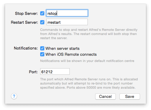 Remote Server preferences
