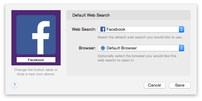 Facebook default web search
