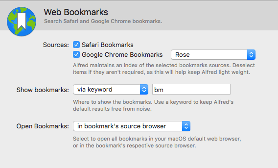 Web Bookmarks Preferences