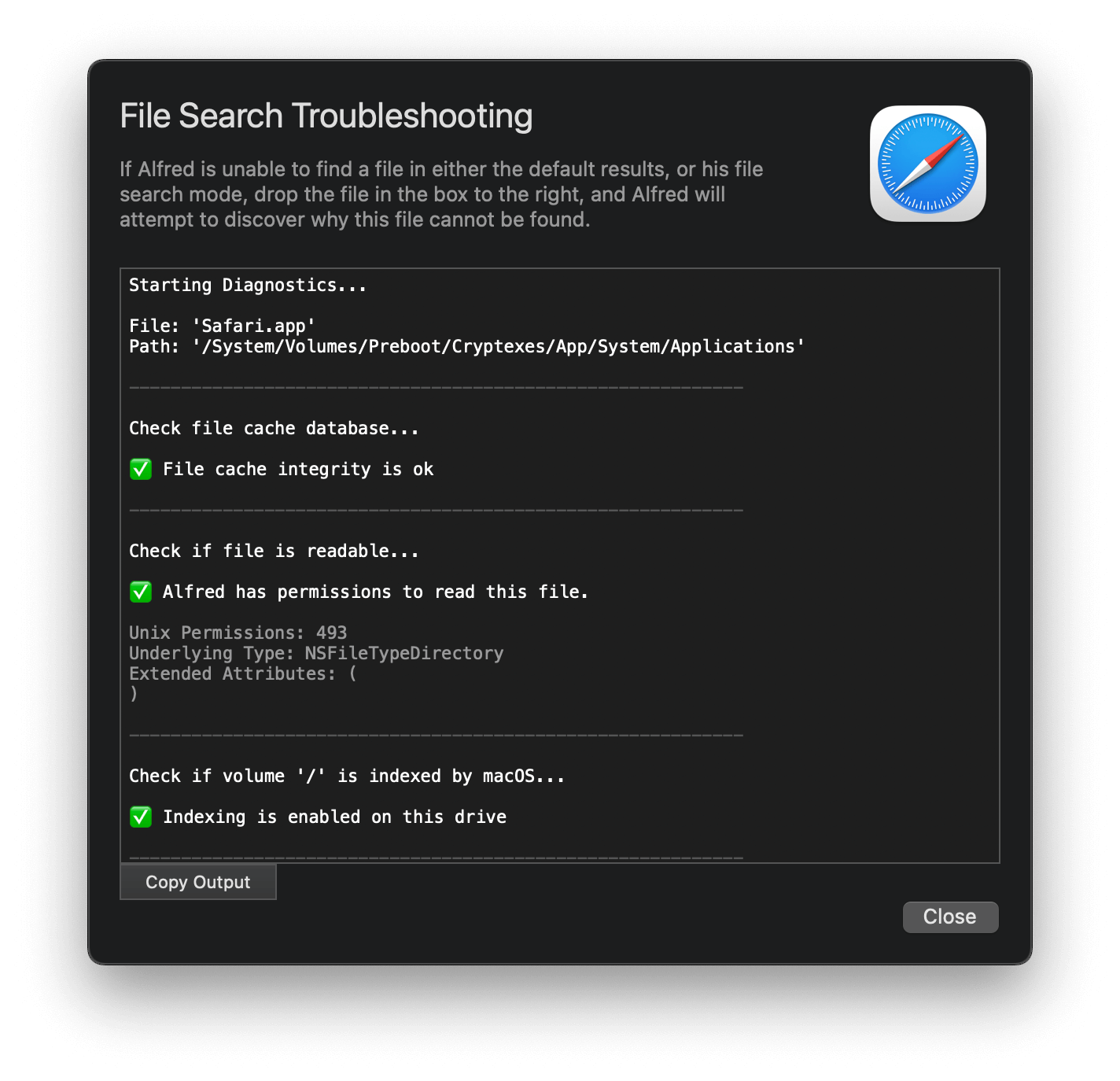 Built-in file troubleshooter