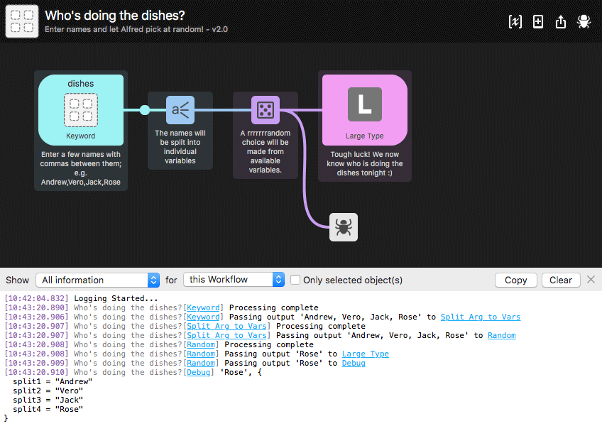 Debug Log in Alfred Workflow