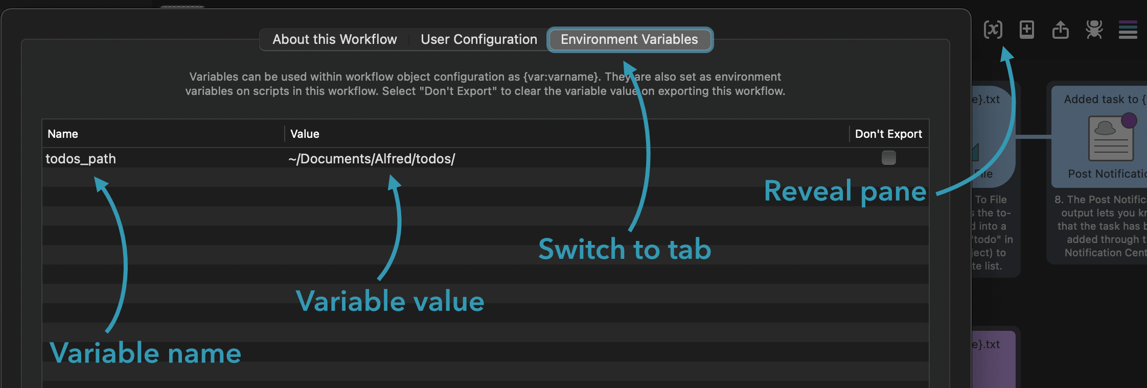 Using Variables in Workflows - Alfred Help and Support