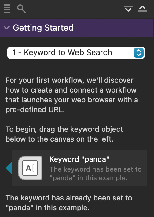 Keyword "panda" object from Getting Started guide