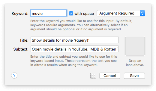 Keyword Input Alfred Help And Support