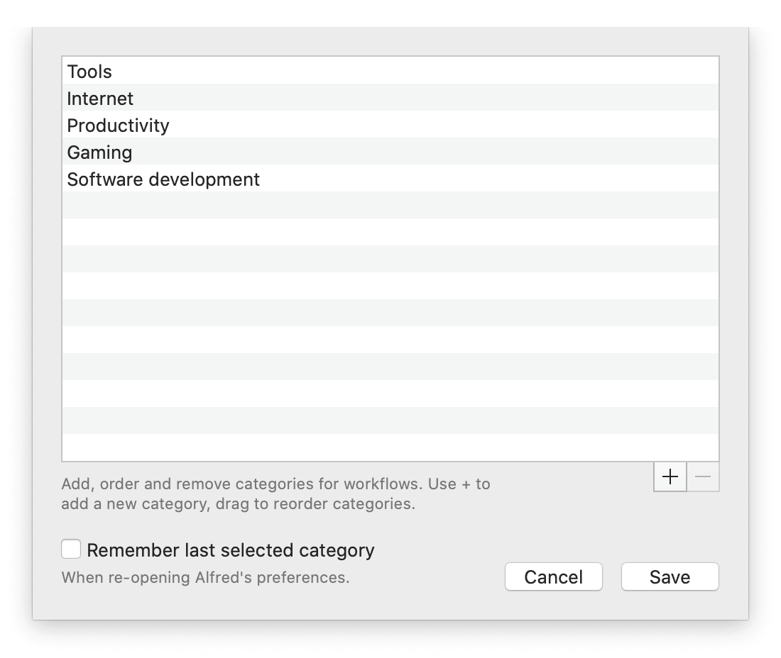 Workflow categories