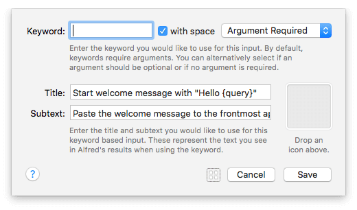 Keyword configuration