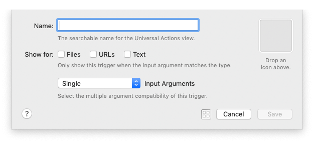 Universal Actions Trigger configuration