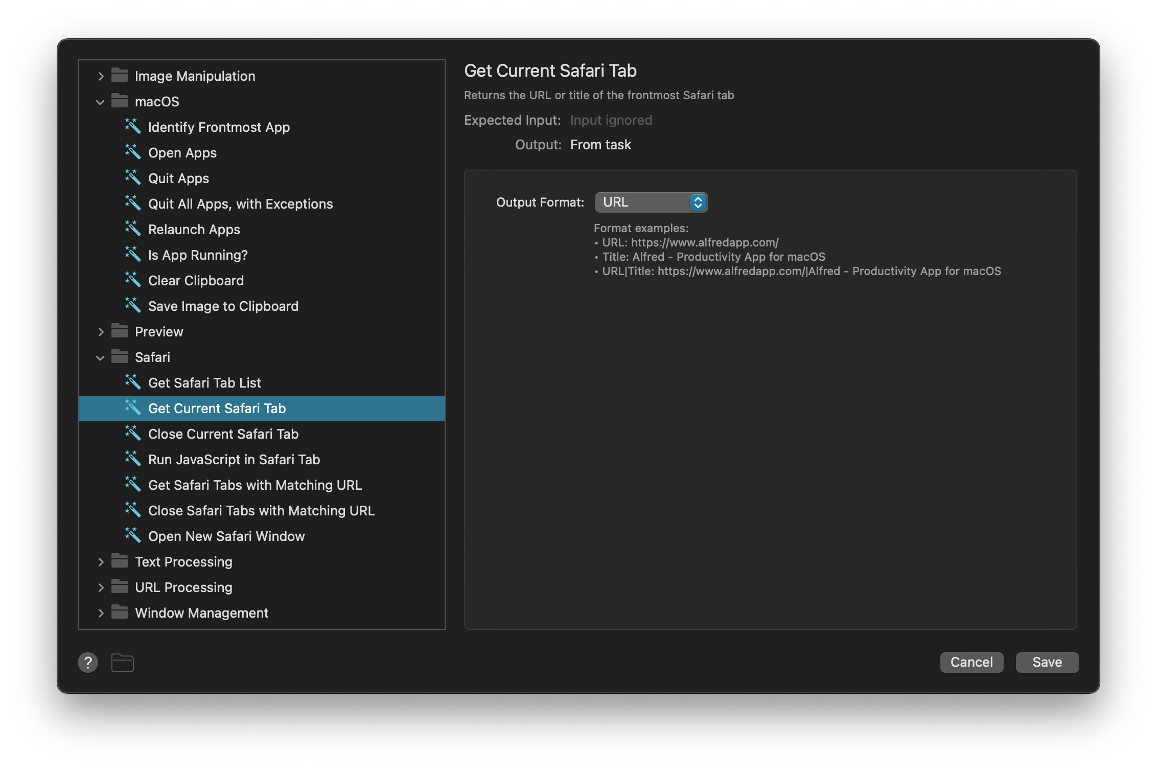 Alfred's new Automation Tasks object configuration