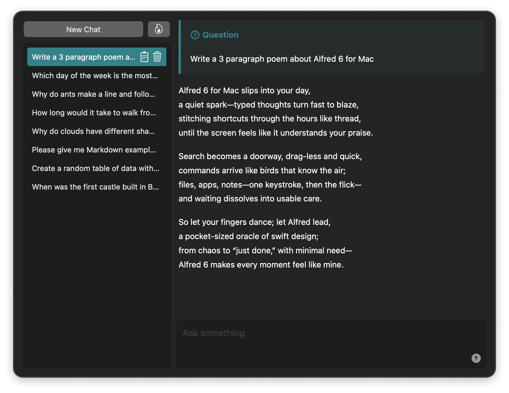 Screenshot of Alfred's AI workflow