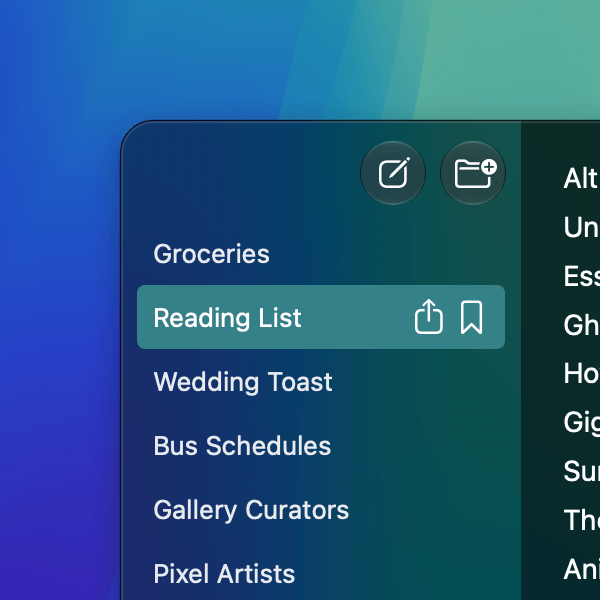 Alfred UI in Glassy Dark mode