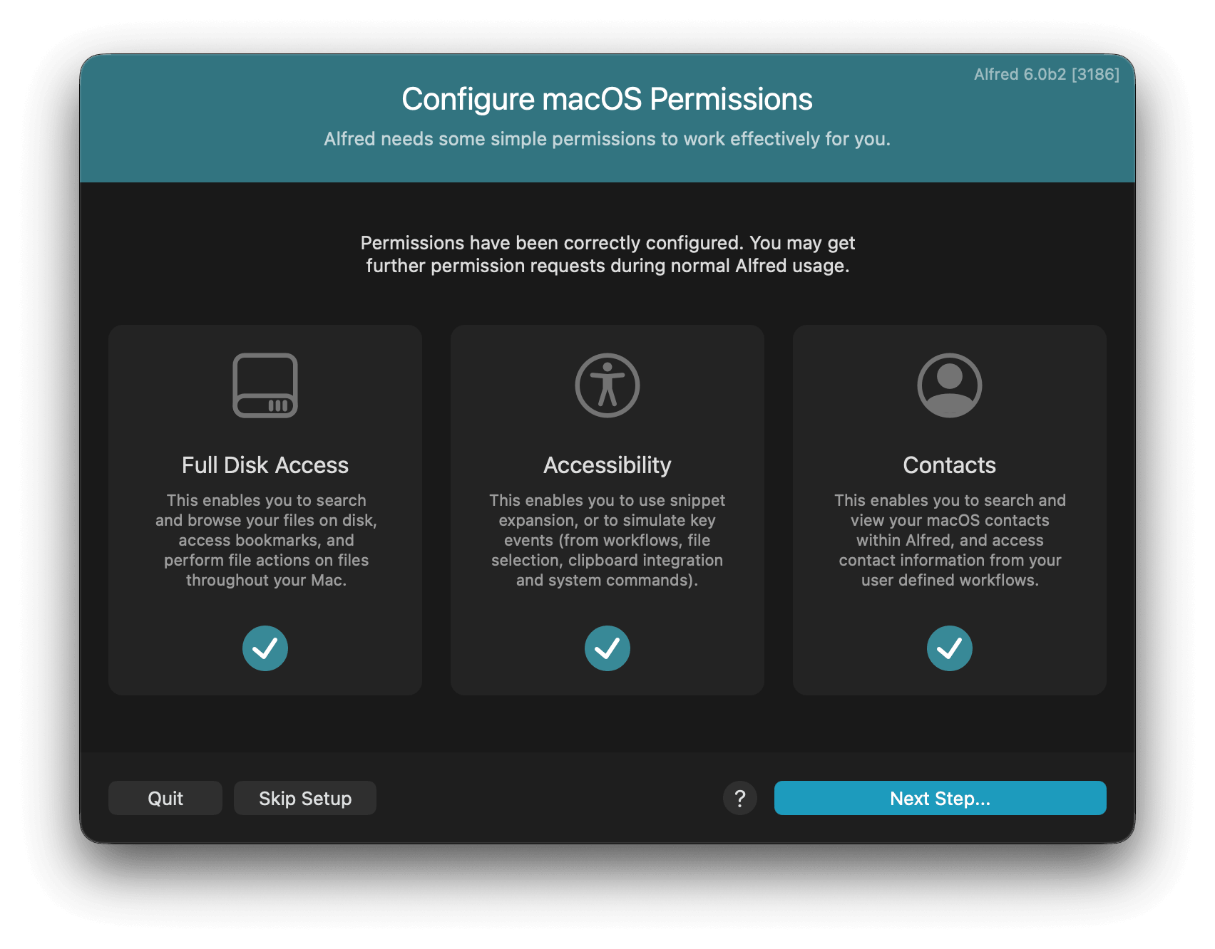 Screenshot of onboarding permissions
