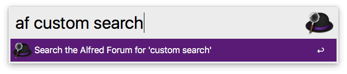Custom Search for the Alfred forum